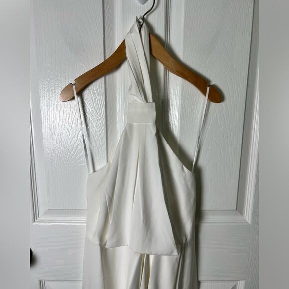 Shona Joy Revolve White Knotted Halter Sleeveless Tulip Hem Gown Ivory 4 NEW - Picture 6 of 10
